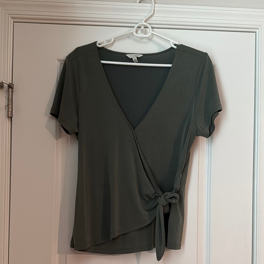 Lucky Brand Deep Green Wrap Blouse